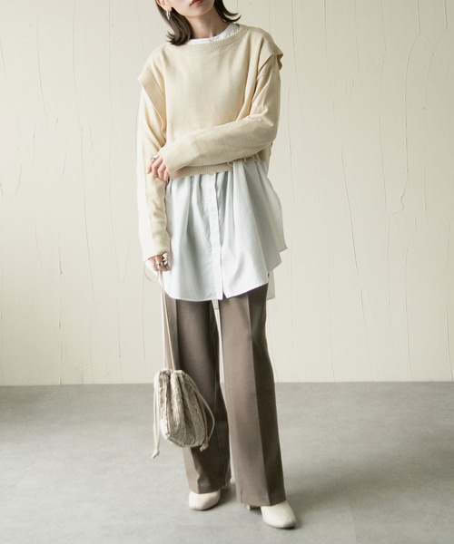 Chillfar(チルファー)の「ニットアップ ニットレイヤードワンピース 3ピースセットアップ【3WAY】(ワンピース・レディース・アイボリー/ブラウン/ブラック・FREE)」の5枚目の写真
