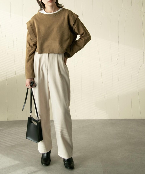 Chillfar(チルファー)の「ニットアップ ニットレイヤードワンピース 3ピースセットアップ【3WAY】(ワンピース・レディース・アイボリー/ブラウン/ブラック・FREE)」の7枚目の写真