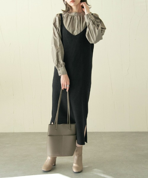Chillfar(チルファー)の「ニットアップ ニットレイヤードワンピース 3ピースセットアップ【3WAY】(ワンピース・レディース・アイボリー/ブラウン/ブラック・FREE)」の9枚目の写真