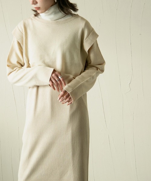 Chillfar(チルファー)の「ニットアップ ニットレイヤードワンピース 3ピースセットアップ【3WAY】(ワンピース・レディース・アイボリー/ブラウン/ブラック・FREE)」の12枚目の写真