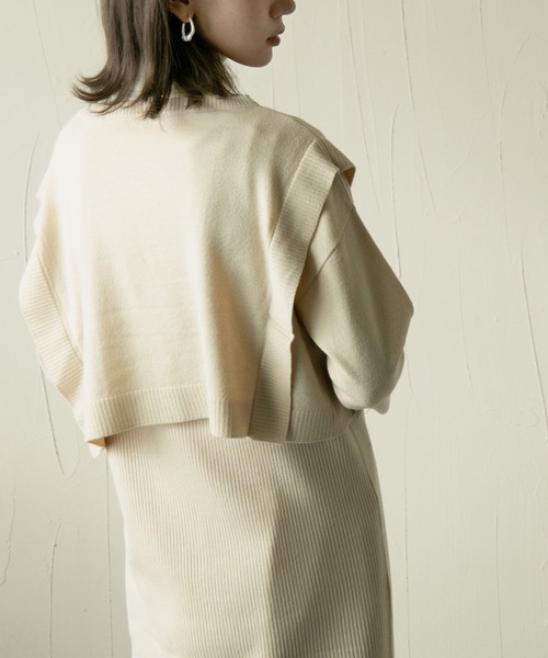 Chillfar(チルファー)の「ニットアップ ニットレイヤードワンピース 3ピースセットアップ【3WAY】(ワンピース・レディース・アイボリー/ブラウン/ブラック・FREE)」の13枚目の写真