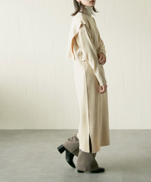 Chillfar(チルファー)の「ニットアップ ニットレイヤードワンピース 3ピースセットアップ【3WAY】(ワンピース・レディース・アイボリー/ブラウン/ブラック・FREE)」の14枚目の写真