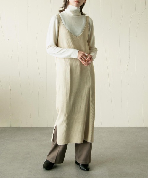 Chillfar(チルファー)の「ニットアップ ニットレイヤードワンピース 3ピースセットアップ【3WAY】(ワンピース・レディース・アイボリー/ブラウン/ブラック・FREE)」の15枚目の写真