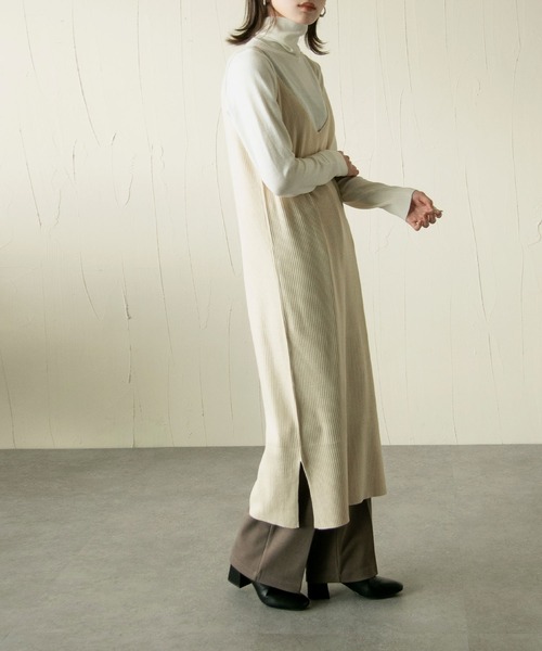 Chillfar(チルファー)の「ニットアップ ニットレイヤードワンピース 3ピースセットアップ【3WAY】(ワンピース・レディース・アイボリー/ブラウン/ブラック・FREE)」の16枚目の写真