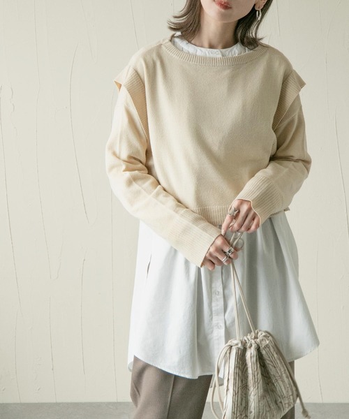 Chillfar(チルファー)の「ニットアップ ニットレイヤードワンピース 3ピースセットアップ【3WAY】(ワンピース・レディース・アイボリー/ブラウン/ブラック・FREE)」の18枚目の写真