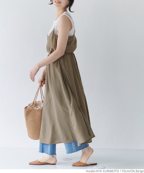 coca(coca)(コカ)の「サテンキャミソールワンピース(ワンピース・レディース・ブラック/ダークベージュ・ONE SIZE)」の11枚目の写真