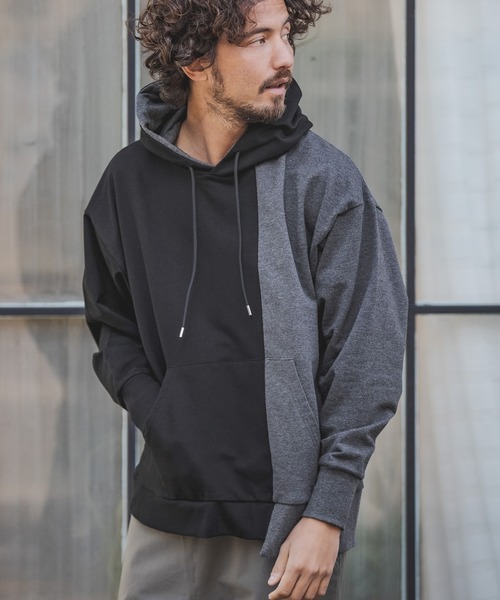 CAMBIO(カンビオ)の「mpa2511-Asymmetry Loose Sweat Pull Parka パーカー(パーカー・メンズ・キナリ/グレー×ピンク/ブラック×グレー/ホワイト系その他・L/S/M)」の22枚目の写真