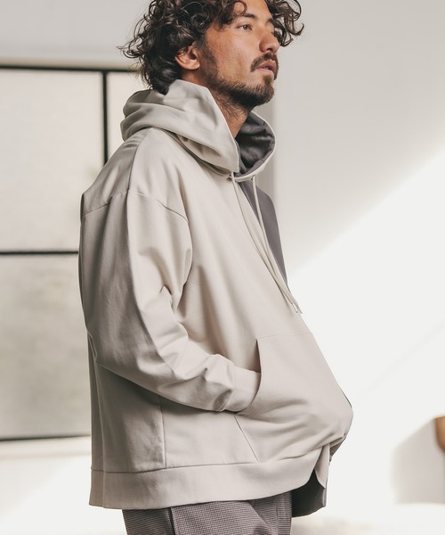 CAMBIO(カンビオ)の「mpa2511-Asymmetry Loose Sweat Pull Parka パーカー(パーカー・メンズ・キナリ/グレー×ピンク/ブラック×グレー/ホワイト系その他・L/S/M)」の16枚目の写真