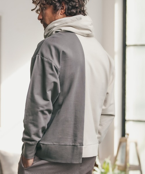 CAMBIO(カンビオ)の「mpa2511-Asymmetry Loose Sweat Pull Parka パーカー(パーカー・メンズ・キナリ/グレー×ピンク/ブラック×グレー/ホワイト系その他・L/S/M)」の19枚目の写真