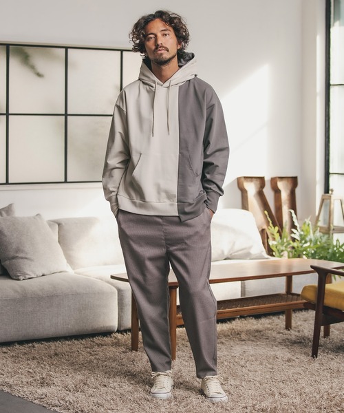 CAMBIO(カンビオ)の「mpa2511-Asymmetry Loose Sweat Pull Parka パーカー(パーカー・メンズ・キナリ/グレー×ピンク/ブラック×グレー/ホワイト系その他・L/S/M)」の13枚目の写真