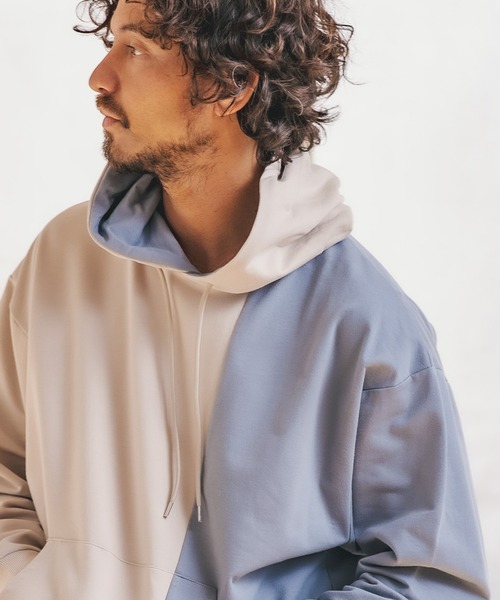 CAMBIO(カンビオ)の「mpa2511-Asymmetry Loose Sweat Pull Parka パーカー(パーカー・メンズ・キナリ/グレー×ピンク/ブラック×グレー/ホワイト系その他・L/S/M)」の20枚目の写真