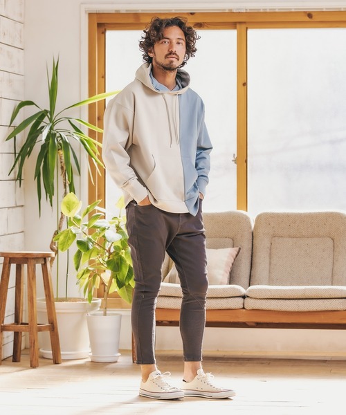 CAMBIO(カンビオ)の「mpa2511-Asymmetry Loose Sweat Pull Parka パーカー(パーカー・メンズ・キナリ/グレー×ピンク/ブラック×グレー/ホワイト系その他・L/S/M)」の14枚目の写真