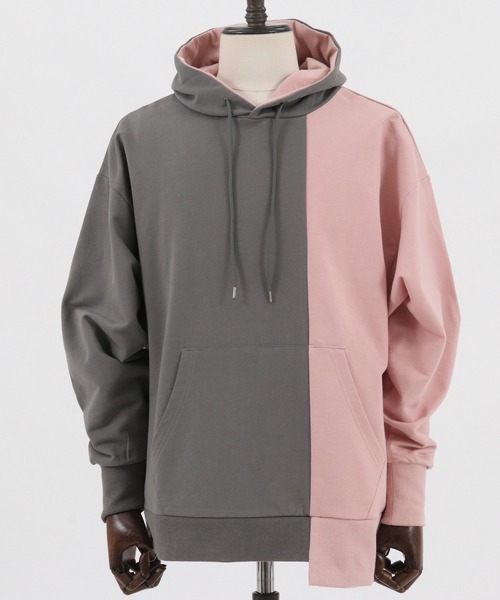CAMBIO(カンビオ)の「mpa2511-Asymmetry Loose Sweat Pull Parka パーカー(パーカー・メンズ・キナリ/グレー×ピンク/ブラック×グレー/ホワイト系その他・L/S/M)」の7枚目の写真