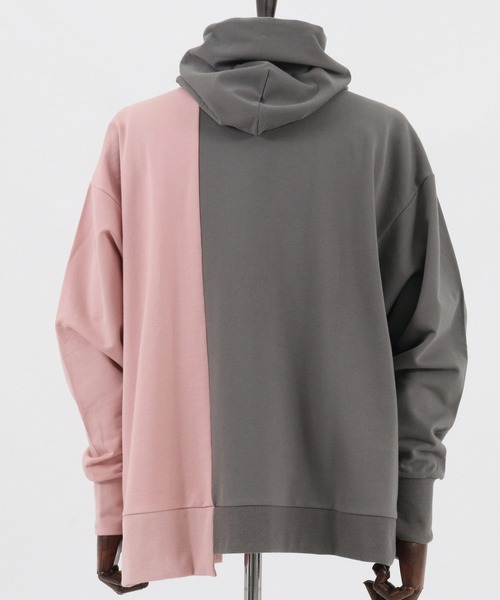 CAMBIO(カンビオ)の「mpa2511-Asymmetry Loose Sweat Pull Parka パーカー(パーカー・メンズ・キナリ/グレー×ピンク/ブラック×グレー/ホワイト系その他・L/S/M)」の11枚目の写真