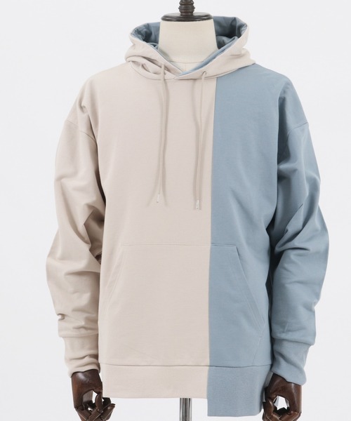 CAMBIO(カンビオ)の「mpa2511-Asymmetry Loose Sweat Pull Parka パーカー(パーカー・メンズ・キナリ/グレー×ピンク/ブラック×グレー/ホワイト系その他・L/S/M)」の15枚目の写真