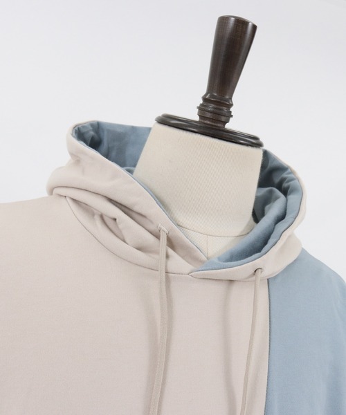 CAMBIO(カンビオ)の「mpa2511-Asymmetry Loose Sweat Pull Parka パーカー(パーカー・メンズ・キナリ/グレー×ピンク/ブラック×グレー/ホワイト系その他・L/S/M)」の8枚目の写真