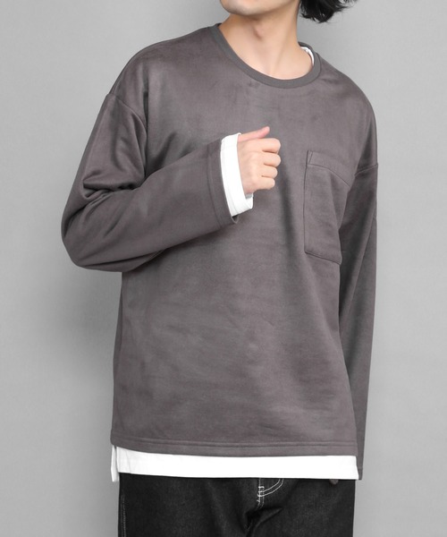 CERCA(チェルカ)の「BEYES/カットソー アンサンブル(2set)/ポケット付/ポケtee(Tシャツ/カットソー・メンズ・グレー/ベージュ/ライトブルー/ブラック・MEDIUM/LARGE)」の3枚目の写真
