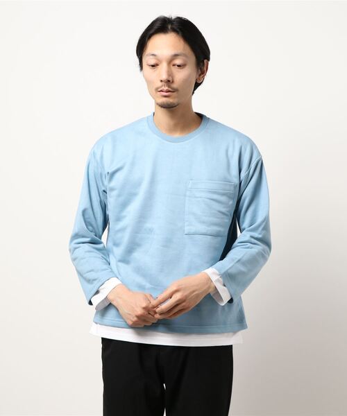 CERCA(チェルカ)の「BEYES/カットソー アンサンブル(2set)/ポケット付/ポケtee(Tシャツ/カットソー・メンズ・グレー/ベージュ/ライトブルー/ブラック・MEDIUM/LARGE)」の13枚目の写真