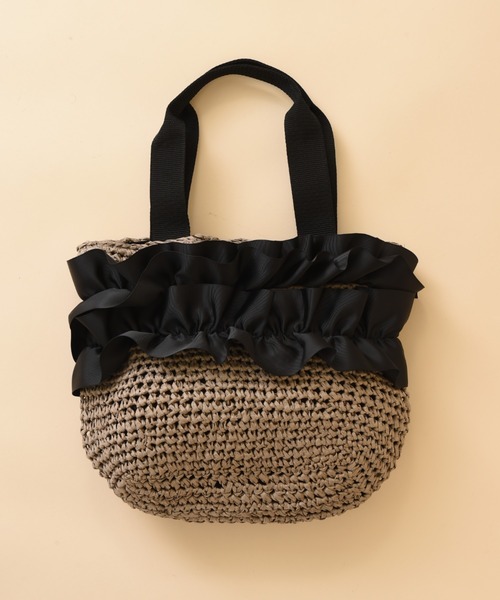 INTERPLANET（インタープラネット）の「フリルかごバッグ（かごバッグ・レディース・グレー/ブラウン・フリー）」の2枚目の写真