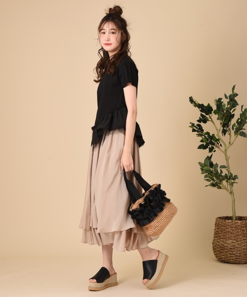 INTERPLANET（インタープラネット）の「フリルかごバッグ（かごバッグ・レディース・グレー/ブラウン・フリー）」の10枚目の写真