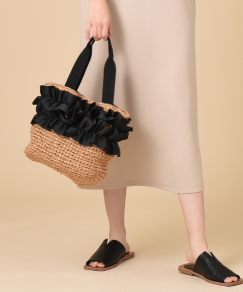 INTERPLANET（インタープラネット）の「フリルかごバッグ（かごバッグ・レディース・グレー/ブラウン・フリー）」の11枚目の写真