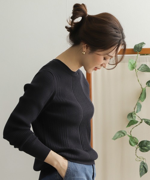 URBAN RESEARCH DOORS - megriランダムリブクルーネックニット URBAN RESEARCH DOORS ニット ランダムリブクルーネックニット