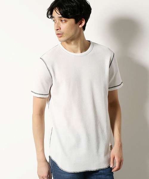 Purple&Yellow（パープルアンドイエロー）の「ワッフル　ラウンドTシャツ（Tシャツ/カットソー・メンズ・ネイビー/ブラック/ホワイト・LARGE/SMALL/MEDIUM）」の12枚目の写真