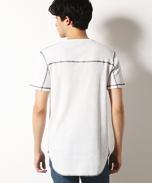 Purple&Yellow（パープルアンドイエロー）の「ワッフル　ラウンドTシャツ（Tシャツ/カットソー・メンズ・ネイビー/ブラック/ホワイト・LARGE/SMALL/MEDIUM）」の14枚目の写真