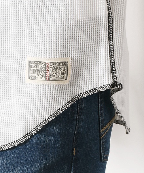 Purple&Yellow（パープルアンドイエロー）の「ワッフル　ラウンドTシャツ（Tシャツ/カットソー・メンズ・ネイビー/ブラック/ホワイト・LARGE/SMALL/MEDIUM）」の17枚目の写真