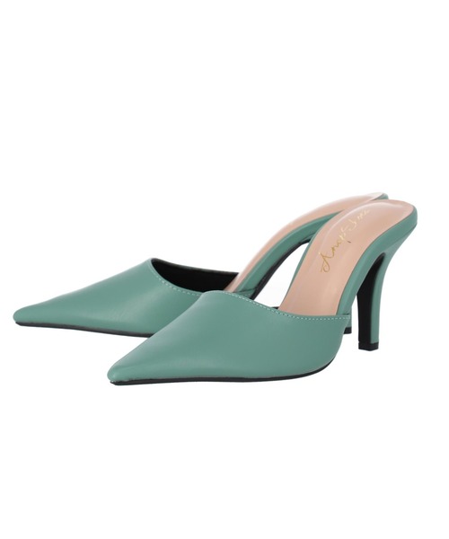 カップインボロネーゼミドルヒール アダムエロペ キミドリ　グリーン　パンプス ANAP（アナップ）の「シンプルポインテッドミュール（パンプス）」 - WEAR