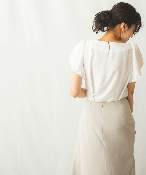 NARACAMICIE（ナラカミーチェ）の「袖フレアーストライプジョーゼットブラウス（シャツ/ブラウス・レディース・ホワイト/ブラック・SMALL/MEDIUM/LARGE/XX-LARGE）」の19枚目の写真