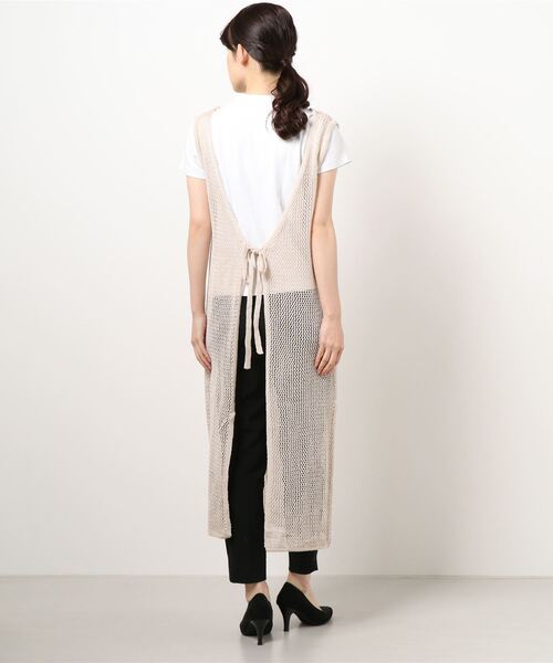 Shelly island（シェリーアイランド）の「2WAYメッシュ編みロングプルオーバー/カーディガン（カーディガン/ボレロ・レディース・チャコールグレー/ベージュ・FREE）」の4枚目の写真