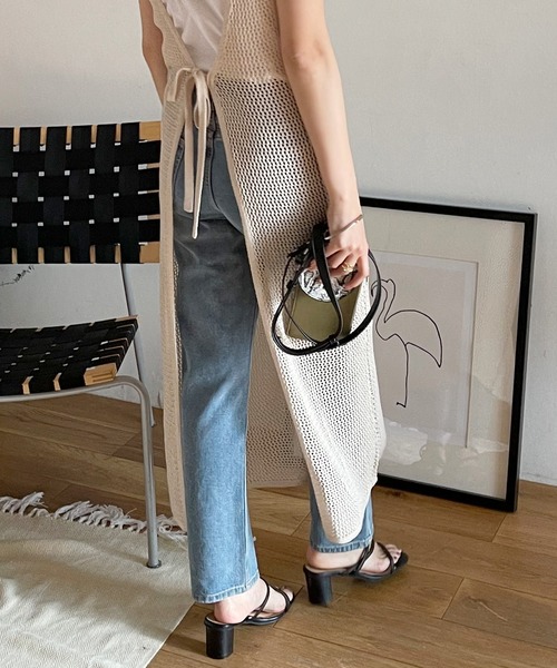 Shelly island（シェリーアイランド）の「2WAYメッシュ編みロングプルオーバー/カーディガン（カーディガン/ボレロ・レディース・チャコールグレー/ベージュ・FREE）」の19枚目の写真