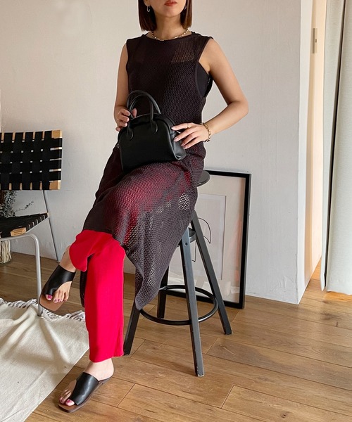 Shelly island（シェリーアイランド）の「2WAYメッシュ編みロングプルオーバー/カーディガン（カーディガン/ボレロ・レディース・チャコールグレー/ベージュ・FREE）」の11枚目の写真