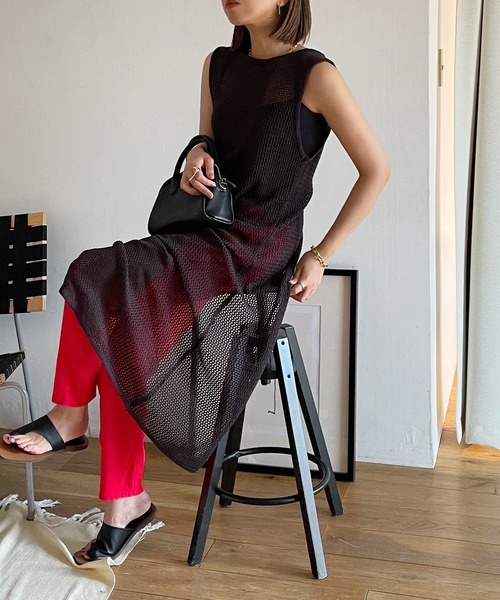 Shelly island（シェリーアイランド）の「2WAYメッシュ編みロングプルオーバー/カーディガン（カーディガン/ボレロ・レディース・チャコールグレー/ベージュ・FREE）」の22枚目の写真