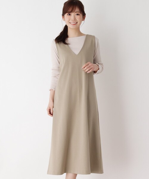 pink adobe（ピンクアドベ）の「◆【M-3L/SET】プルオーバー付き ジャンパースカート（スカート・レディース・チャコールグレー/カーキ/ライトベージュ/ピンク系・44/40/38/42）」の3枚目の写真