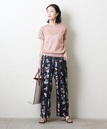UNITED ARROWS 23AW ラメ ワイドスリーブ ショート ニット 紫 ラメ ワイドスリーブ ショート ニット （ニット・セーター