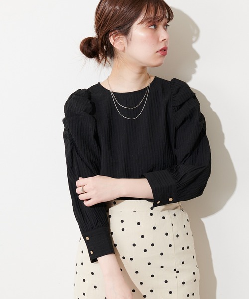 natural couture(ナチュラルクチュール)の「【WEB限定カラー有り】春めきパワショルブラウス(シャツ/ブラウス・レディース・その他2/オフホワイト/ミント/その他1/ブラック・FREE)」の6枚目の写真