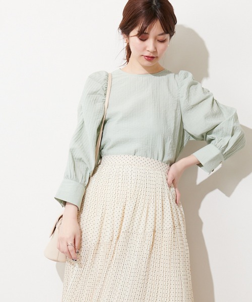 natural couture(ナチュラルクチュール)の「【WEB限定カラー有り】春めきパワショルブラウス(シャツ/ブラウス・レディース・その他2/オフホワイト/ミント/その他1/ブラック・FREE)」の15枚目の写真