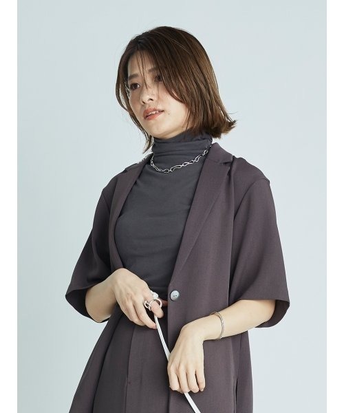 FRAY I.D（フレイアイディー）の「ボトルネックカットソー（Tシャツ/カットソー・レディース・ホワイト/チャコールグレー/ブラック/ピンク・FREE）」の9枚目の写真