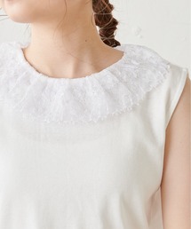 PUAL CE CIN | 襟レースノースリーブ(Tシャツ/カットソー)