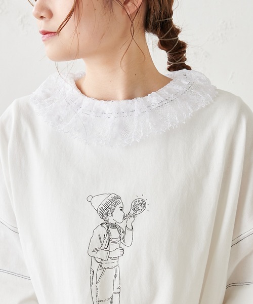 PUAL CE CIN（ピュアルセシン）の「襟レースノースリーブ（Tシャツ/カットソー・レディース・ブラック/ホワイト・FREE）」の3枚目の写真