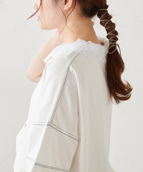 PUAL CE CIN（ピュアルセシン）の「襟レースノースリーブ（Tシャツ/カットソー・レディース・ブラック/ホワイト・FREE）」の6枚目の写真