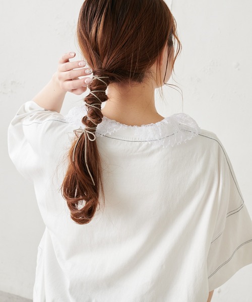 PUAL CE CIN（ピュアルセシン）の「襟レースノースリーブ（Tシャツ/カットソー・レディース・ブラック/ホワイト・FREE）」の7枚目の写真