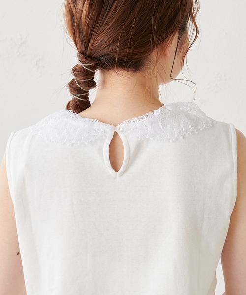 PUAL CE CIN（ピュアルセシン）の「襟レースノースリーブ（Tシャツ/カットソー・レディース・ブラック/ホワイト・FREE）」の17枚目の写真
