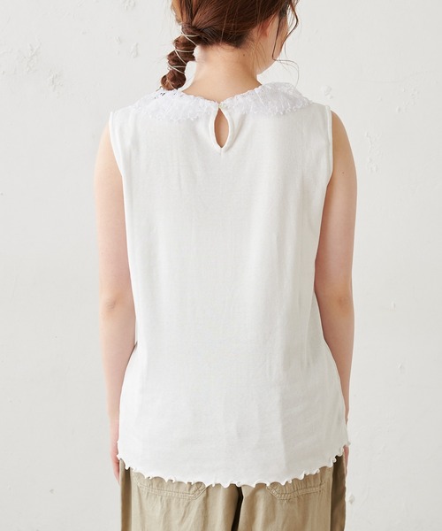 PUAL CE CIN（ピュアルセシン）の「襟レースノースリーブ（Tシャツ/カットソー・レディース・ブラック/ホワイト・FREE）」の15枚目の写真