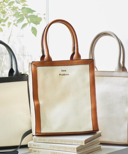 KOBE LETTUCE（コウベレタス）の「ショルダー付き2wayパイピングスクエアキャンバスバッグ（ショルダーバッグ・レディース・ブラック/イエロー系その他/グレイッシュベージュ/キャメル・FREE）」の4枚目の写真