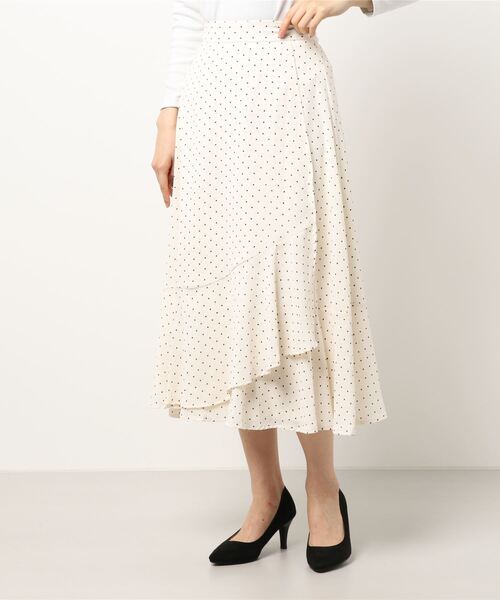 Allamanda（アラマンダ）の「裾切替ラップスカート（SETUP対応）（スカート・レディース・ブラック/インディゴブルー/ラベンダー/ドット/ホワイト系5・M）」の5枚目の写真