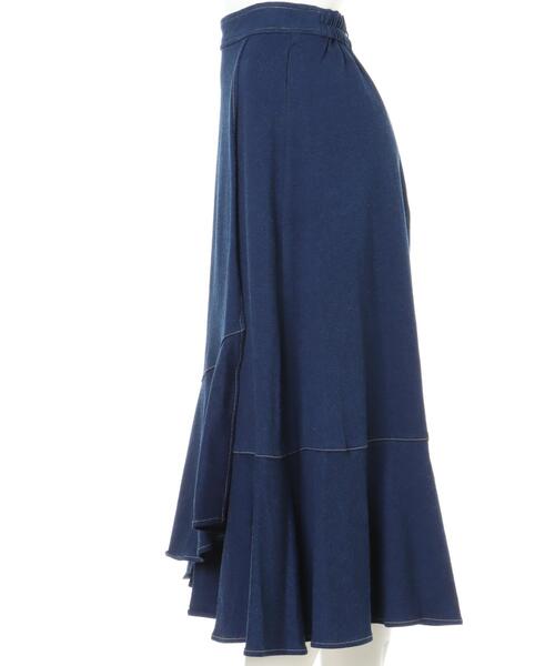 Allamanda（アラマンダ）の「裾切替ラップスカート（SETUP対応）（スカート・レディース・ブラック/インディゴブルー/ラベンダー/ドット/ホワイト系5・M）」の7枚目の写真