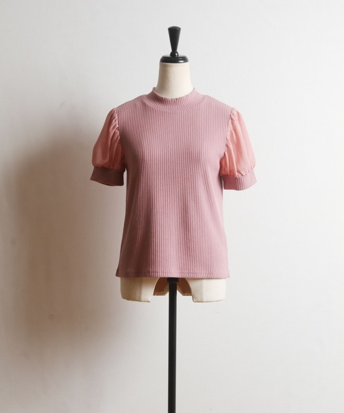 tocco closet（トッコ　クローゼット）の「後ろりぼん付きシフォンスリーブ切り替えリブカットプルオーバー（Tシャツ/カットソー・レディース・オフホワイト/ピンク/ブラック・M）」の22枚目の写真
